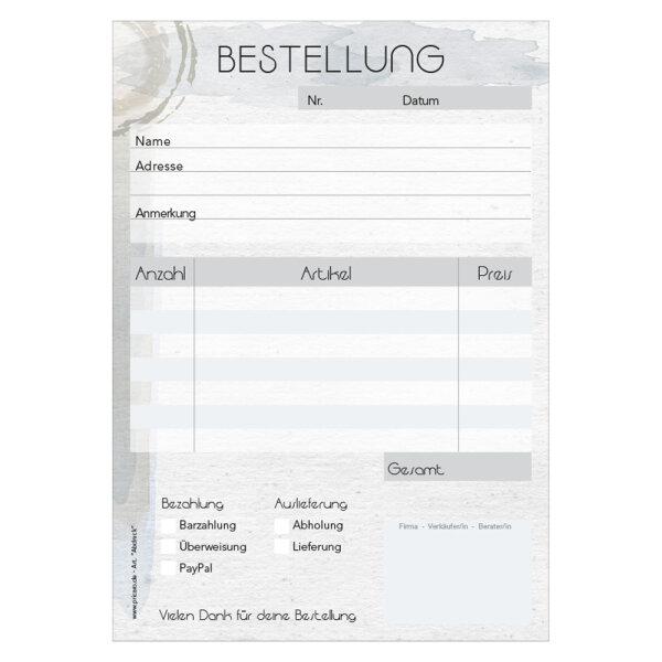 PRICARO Bestellannahmeblock "Abdruck", A5