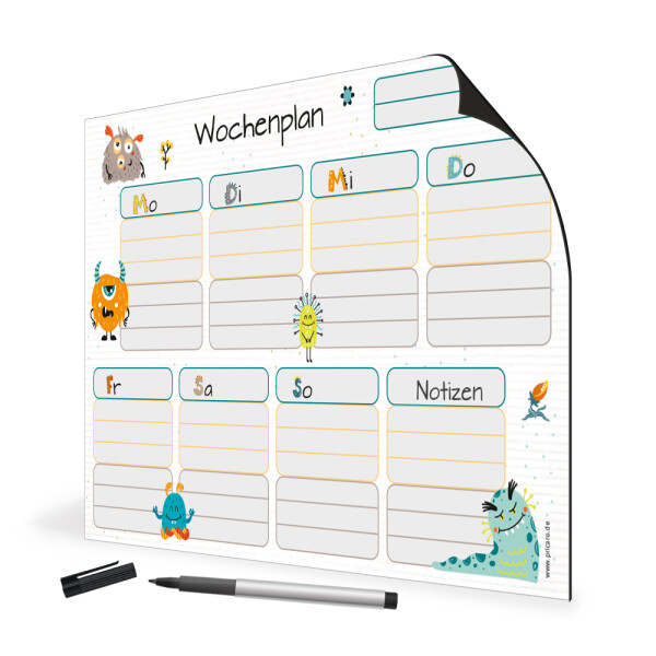 PRICARO Magnet-Wochenplaner für Kinder "Monsters"