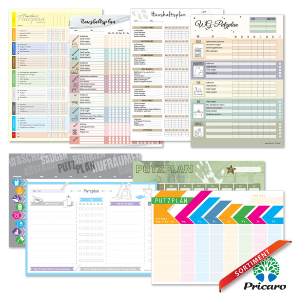 PRICARO Putzplan Hochformat, A4, 25 Blatt, 3 Stück